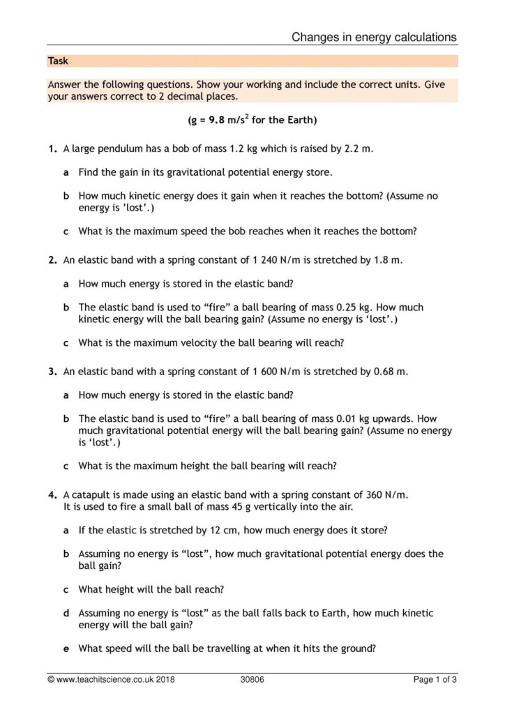 Unit 3 Worksheet 4 Quantitative Energy Problems Part 2 Answers Db 