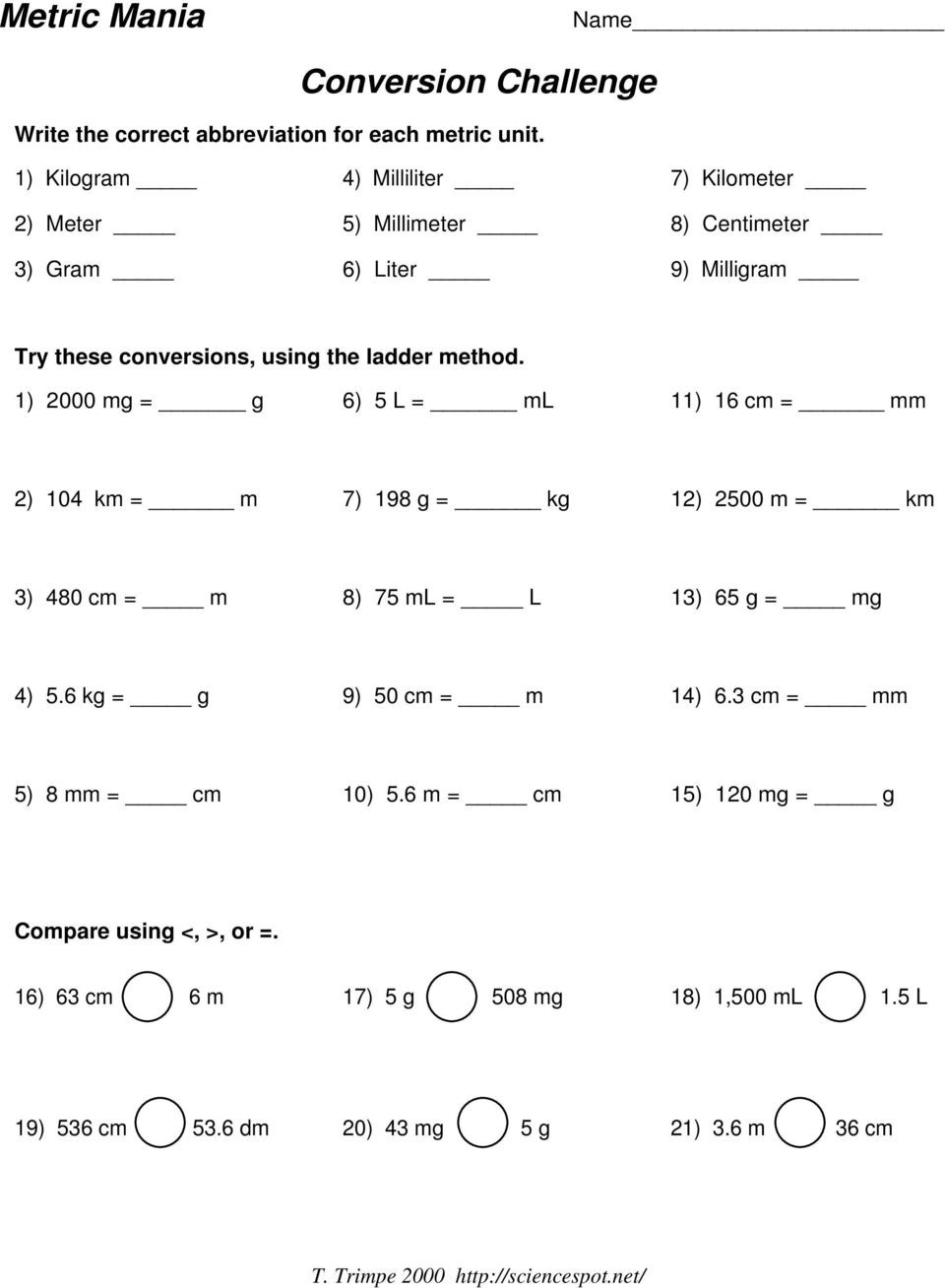 Unit Conversion Practice Worksheet Next Post