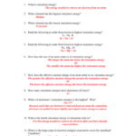 Worksheet Ionization Energy Key