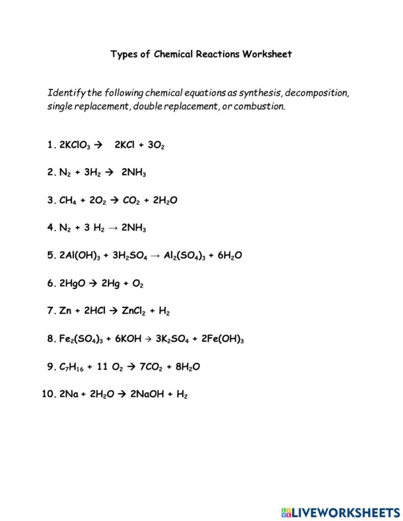 Worksheet Word Equations Chemistry